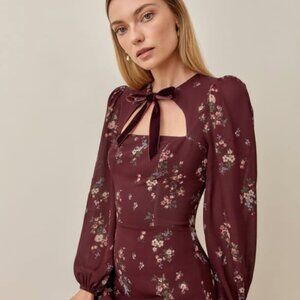 Reformation Terri Cutout Mini Dress Floral Velvet Size 4